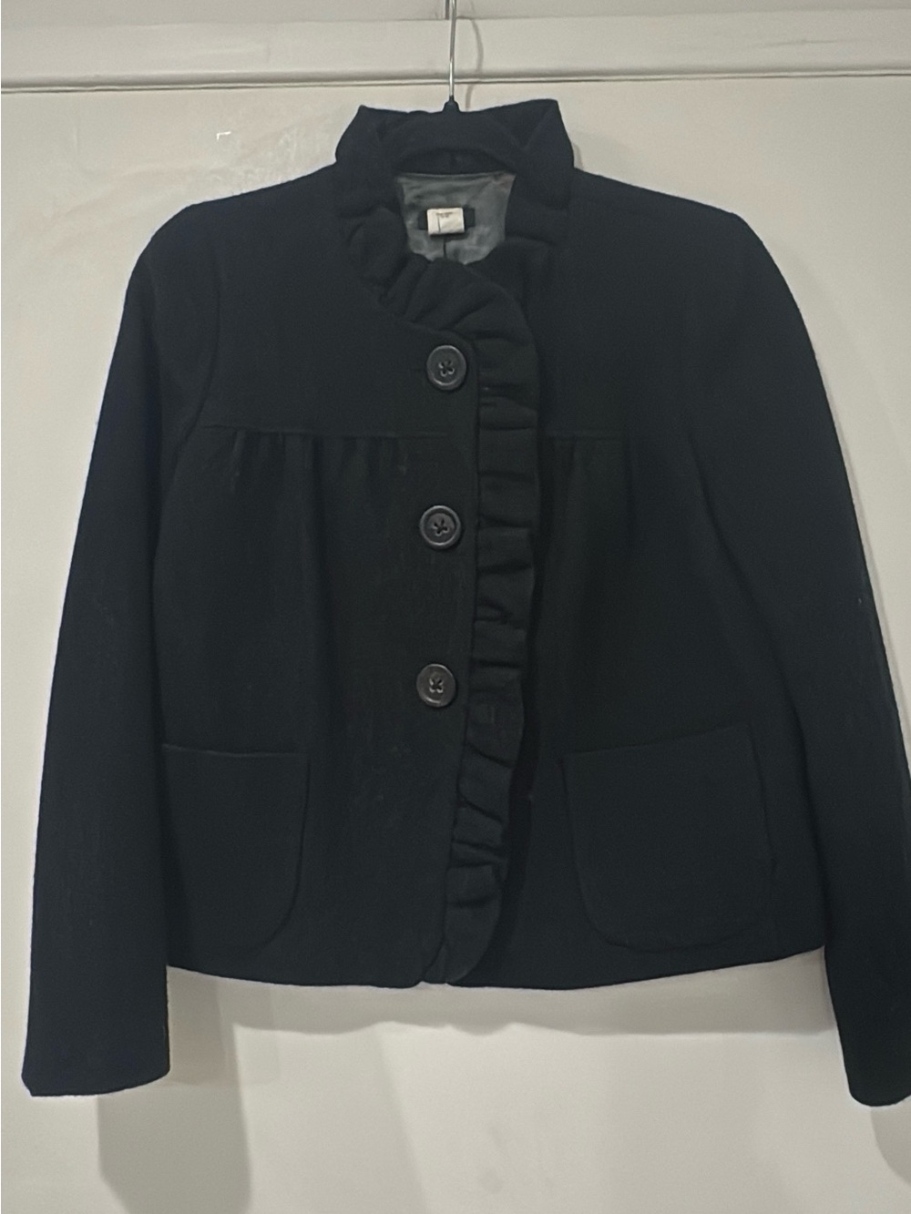 J.Crew Fiona Ruffle-Front Wool Jacket - Picture 3 of 8